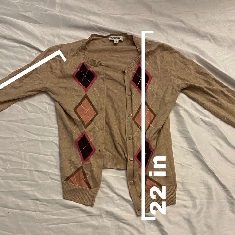 Cherokee Argyle Brown/Pink Sweater